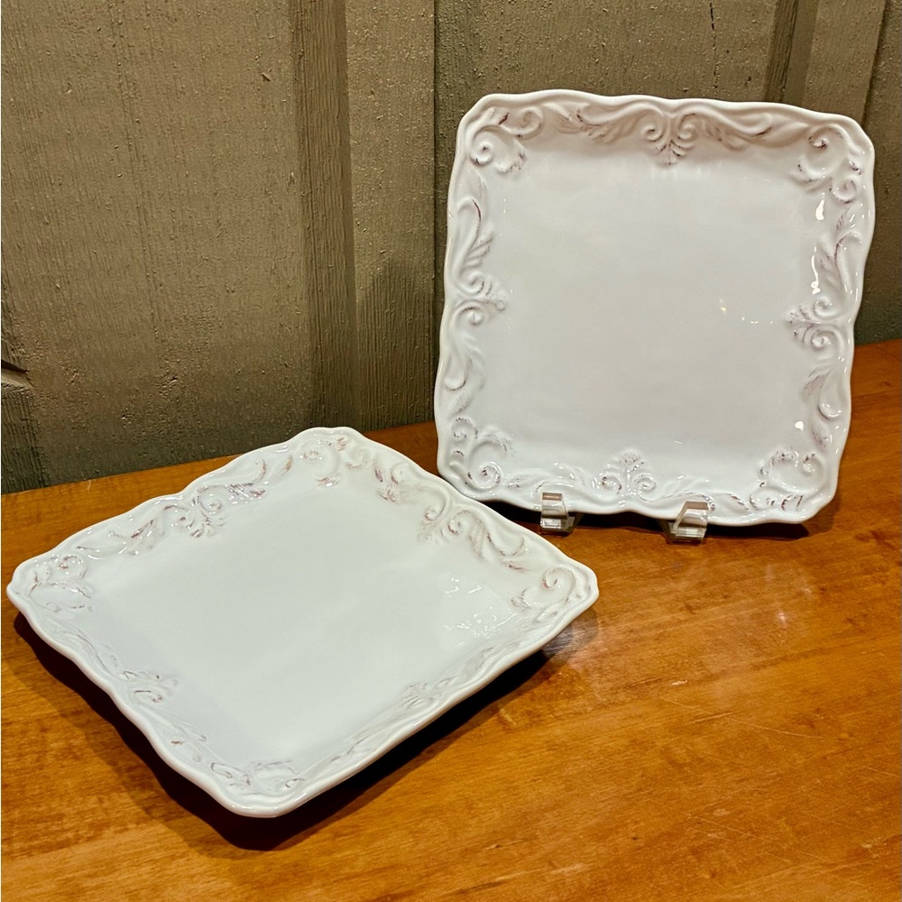 BOGO - Maxcera Elegant Off-White Square Ceramic Plates